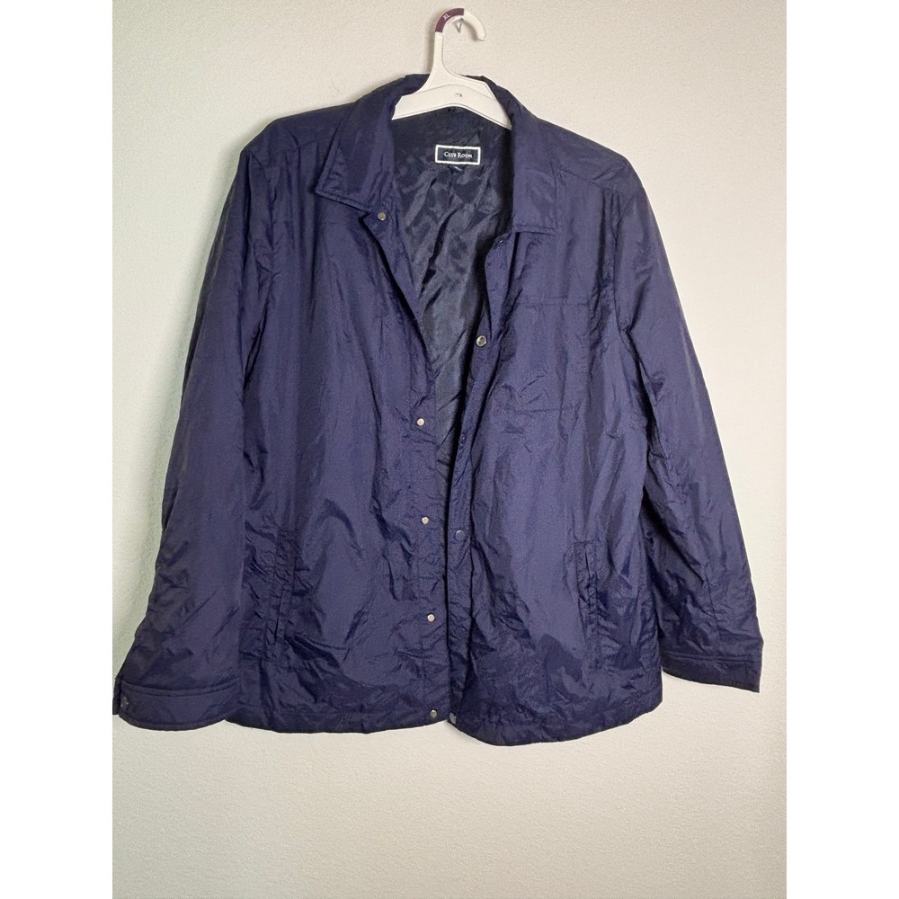 Club Room Mens Navy Blue Lightweight Snap Front Jacket Quilted Lining Size M